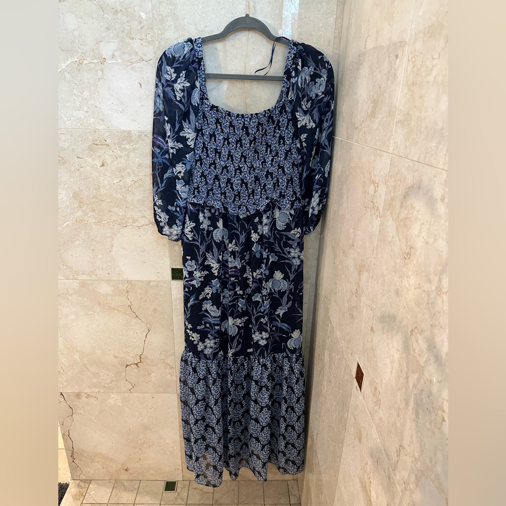 NWT Taylor Tiered Mixed Print Maxi Dress